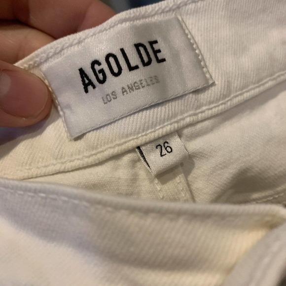 Agolde Women’s Nico High Rise Jeans White Denim Button Fly Size 26x26 - Picture 5 of 11